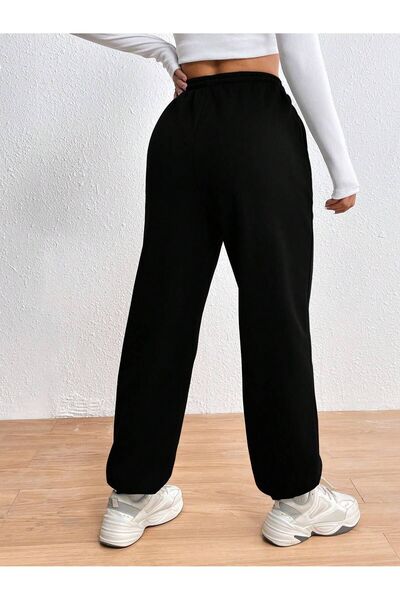 Mythologie Rock and Roll Skeleton Hand Sweatpants Jogger - Black Printed Rubber Leg High Waist