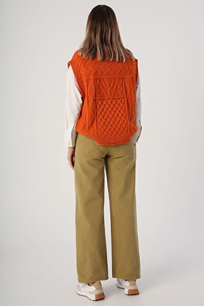 ALLDAY Khaki 100% Cotton Comfortable Fit Wide Leg Trousers