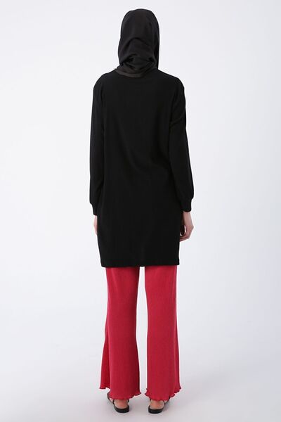 ALLDAY Siyah Büzgülü Bağlama Detaylı Bisiklet Yaka Tunik