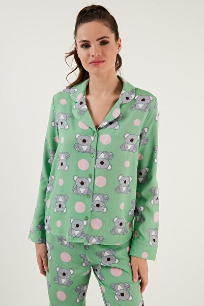 Lela Піжамний комплект з візерунком, еластичним поясом, кишенями та коміром з тканинною обробкою Піжамний комплект 611pt288