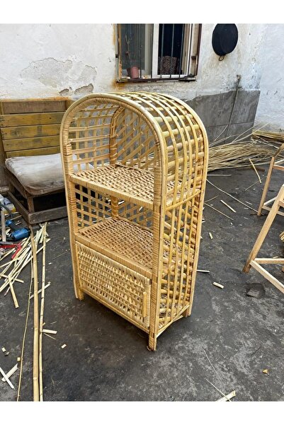 Renklidükkan hasır Hasır Kargı 3 Bölmeli Dekoratif Raf