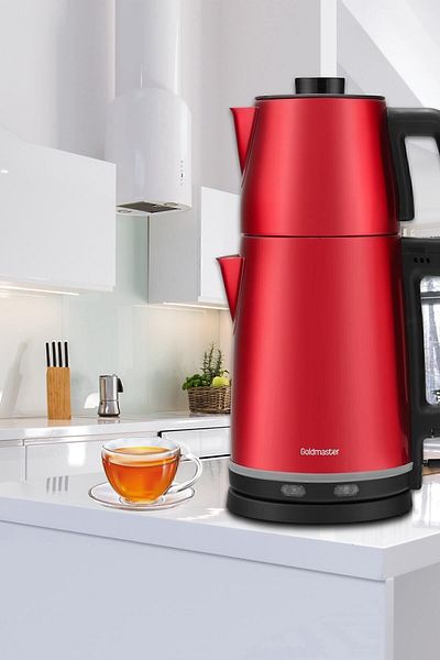GOLDMASTER Chaidem Xl 2200 Watt Stainless Steel Sippy Steel Tea Maker And Kettle Red