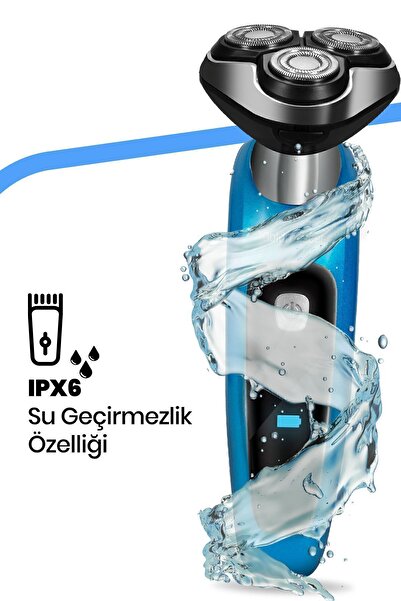 GOLDMASTER Centilmen Esnek Oynar Başlıklı Led Ekranlı IPX6 Islak Kuru Su Geçirmez Tıraş Makinesi
