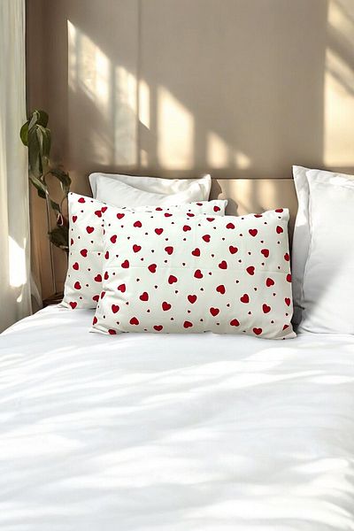memhome Double Heart Patterned Pillow Case - 50X70Cm
