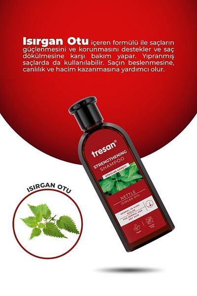 Tresan 300 Ml Strengthening Care Shampoo - Anti-Hair Loss, Nettle, For Normal and Dry Hair+tre