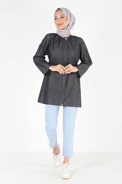 Plistre Τζιν μπουφάν Hijab 2075_με φερμουάρ