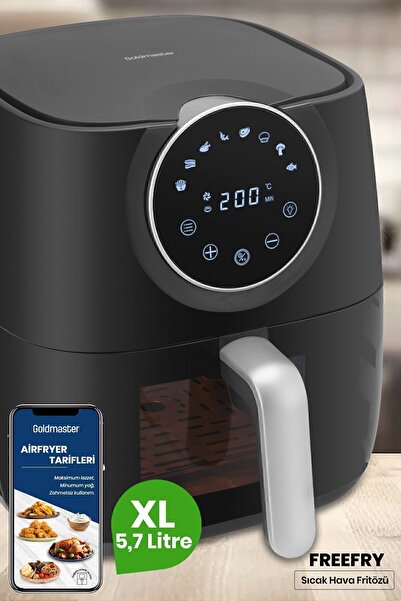 GOLDMASTER Freefry 1700w Xl Dokunmatik 8 Ön Ayarlı Cam Kapaklı Hazne Aydınlatmalı Airfryer Sıcak Hava Fritözü