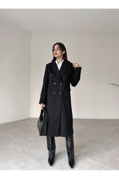 MOCCHI μακρύ χρυσό παλτό με κουμπιά με λεπτομέρεια