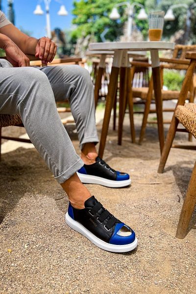 BZ Moda Pantofi B251 Mirror pentru bărbați - Talpă ortopedică, piele casual, CBT negru/albastru