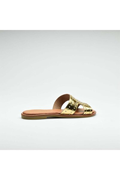 NILUFARR Wonder Золоті жіночі тапочки з натуральної шкіри