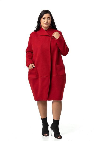 DISENTIS MODEST Red Stamp Coat - Large Size, Bag Pocket, Single Button and Lined