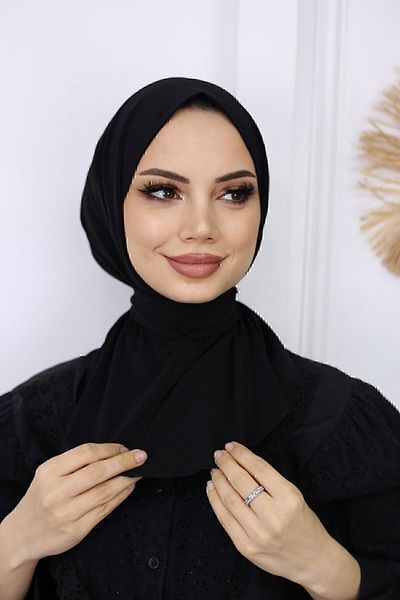 feronis Hijab Γυναικείο Hijab Bonnet Ready Shawl Turban _Μαύρο