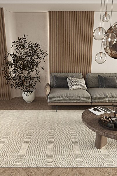 Cool Halı Elit 01 Bej Salon Halısı Bukle Iskandinav Halı Yolluk Etnik Mutfak Halısı Dekoratif Koridor Halısı