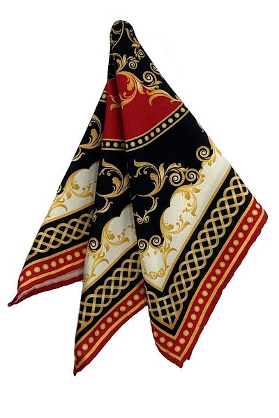 Kravatkolik Red - Multicolored Motif Pattern Men's Pocket Handkerchief