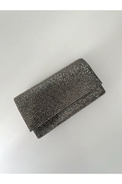 Busrabags Stone Detailed Anthracite Smoked Double Sided Evening Dress Portfolio