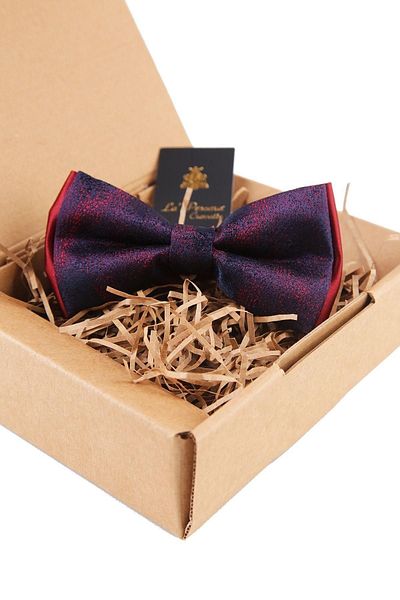 Kravatkolik Navy Blue Self Pattern Bow Tie P1445