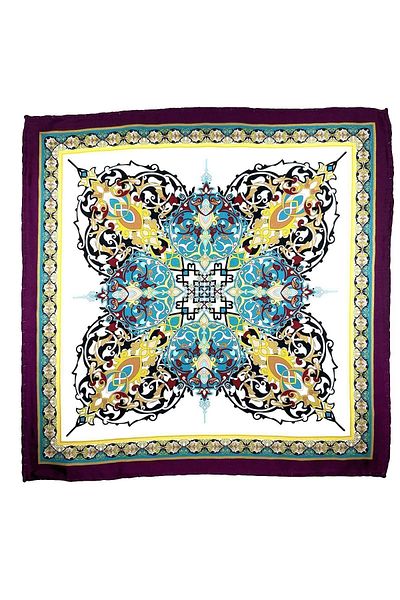 Kravatkolik Plum - Multicolored Motif Pattern Men's Pocket Handkerchief SPS630-110