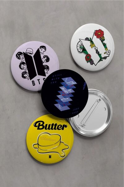 Major Selection BTS Temalı 5 Adet Büyük Boy Rozet 58 mm