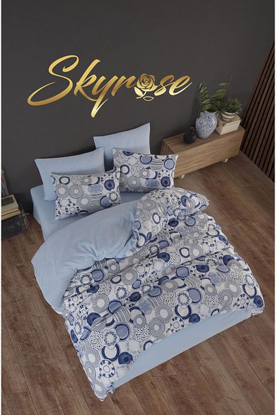 Skyrose Комплект завивка с двустранен геометричен зигзагообразен мотив (завивка + калъф за легло + чаршаф)