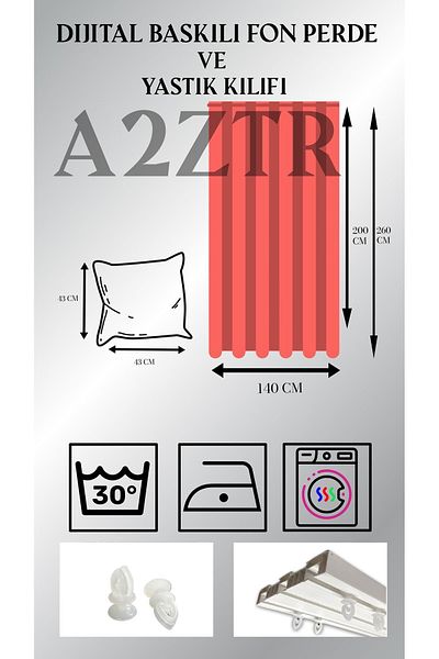 A2ZTR Single Wing Digital Printed Background Curtain and Throw Pillow Cover Set