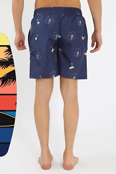 Akbeniz Ανδρικό σορτς κολύμβησης Navy Blue - με σχέδιο και τσέπες με φερμουάρ 27526