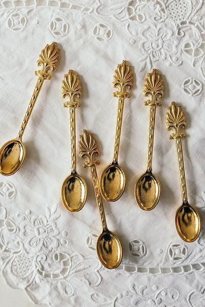 Arma House 6-Piece Royal Majesty Series - Elegant Fleur-de-Lis Motif Gold Teaspoon Set