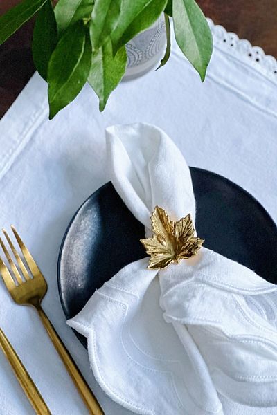 Arma House 6-Piece Luxury Plane Leaf Gold Napkin Ring
