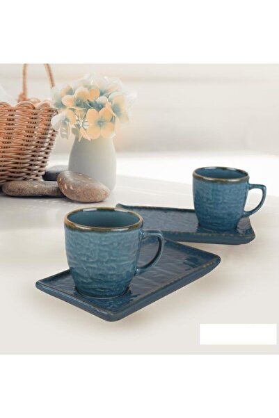 Keramika 4 Parça Atıştırmalık Doğaltaş Kahve Fincanı