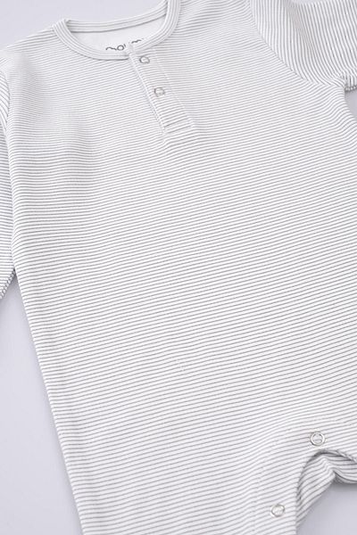 Boumini Baby Long Sleeve Snap Jumpsuit Gray Striped