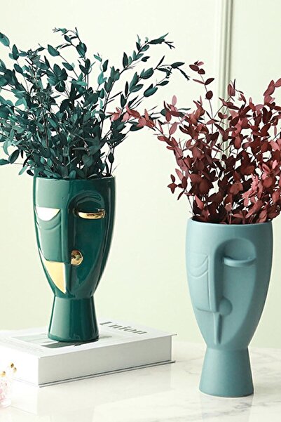 Arma House Nordic Lüx Modern Art - Vază și figurină cu față albastră (9)