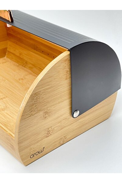 AROW Black Bamboo Luxury Bread Bowl - Metal Rail and Lid System
