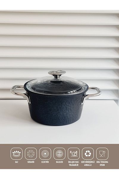 Amboss 20 Cm Titanium Coated Deep Pot - With Glass Lid