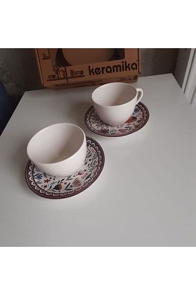 Keramika Flower Nescafe Tea Set 4 Pieces for 2 People