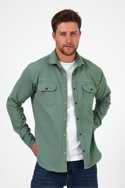 THE RULE Ανδρικό τζιν πουκάμισο με κλασικό γιακά με κουμπιά με κουμπιά με κουμπιά με κουμπιά με κανονική εφαρμογή