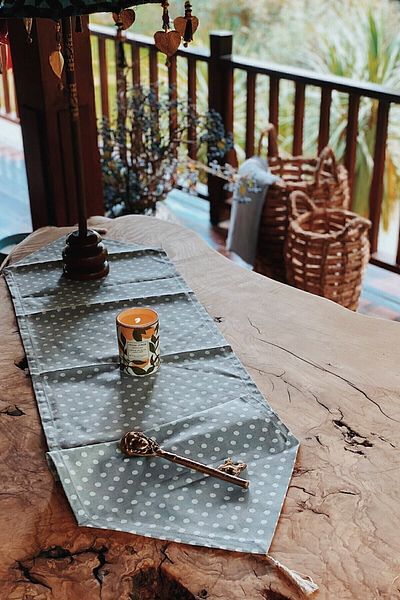 Arma House Smoked Polka Dot Duck Linen Runner