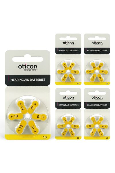 Oticon 10 Numara Işitme Cihazı Pili (5 Paket X 6 Adet= 30 Adet Pil)