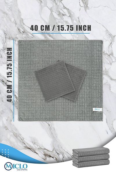 MICLO CLEANING Microfiber Checked Kitchen Cloth | 40x40cm Stain Resistant | Suitable for Use with Detergent | x3 Pieces