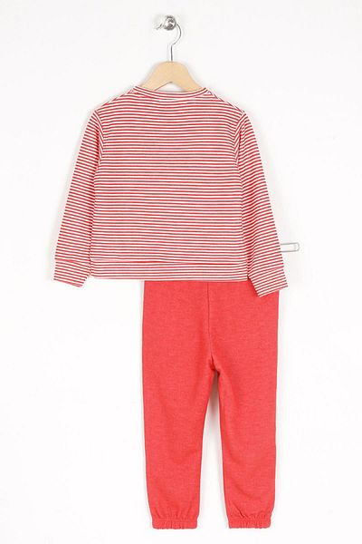 zepkids Crew Neck Long Sleeve Striped Red Color Boy's Tracksuit Set