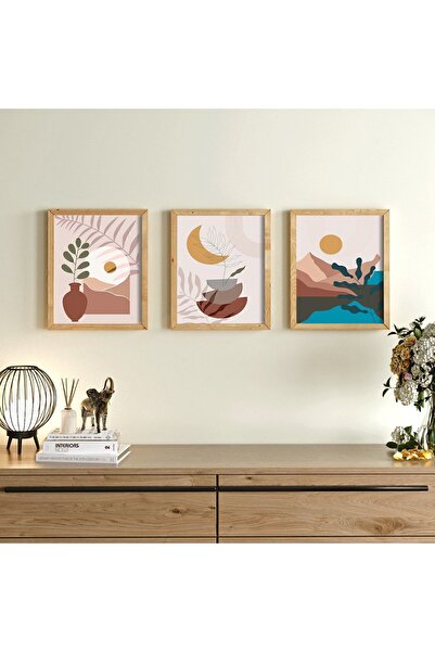Yurudesign Maldiv Ahşap Çerçeveli 3'lü Tablo Uv Baskı 33*40 MV2-A