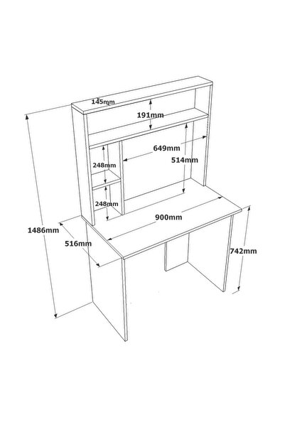 Yurudesign Bremen Çalışma Masası Kitaplık Raf Çam-beyaz Br2-aw
