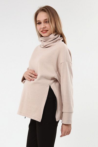 Luvmabelly Myra4283 Zippered Maternity Sweatshirt - beige