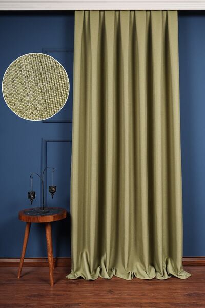 BİDESİNG Fıstık Yeşil Keten Blackout Karartma %100 Işık Geçirmez (pilesiz Düz...