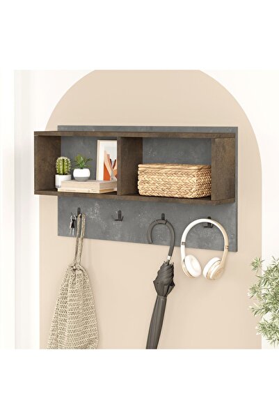 Yurudesign Brian Elbise Askılık Portmanto Raflı 92cm Beton-bronz Bn1-gp