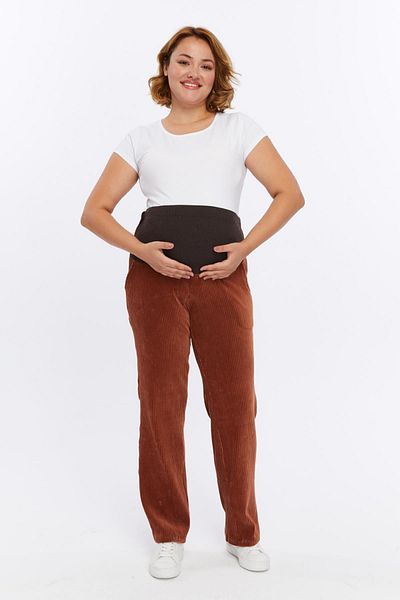 Luvmabelly Myra8512 Ρυθμιζόμενο χειμερινό βελούδινο παντελόνι εγκυμοσύνης στη μέση -καμήλα