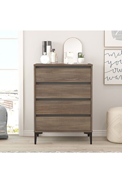Yurudesign Aristo Şifonyer 4 Çekmeceli 98cm Kahve-antrasit Ar7-ca