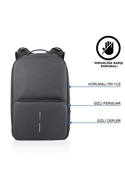 XD Design Flex Suya Dayanıklı Hırsızlık Önleyici Tasarım Usb Şarj Girişli Siyah Spor Sırt Çantası 24 L