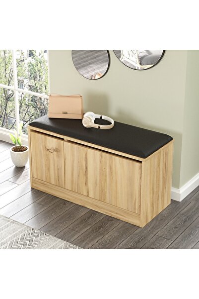 Yurudesign More Puflu Ayakkabılık 3 Kapaklı Dolap 90cm Keçe Mr2-ke