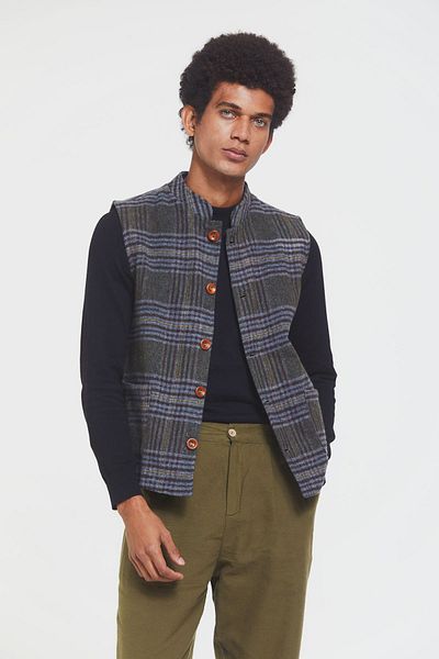 Clandestino Ανδρικό γιλέκο Hakim Collar Bohemian Πράσινο