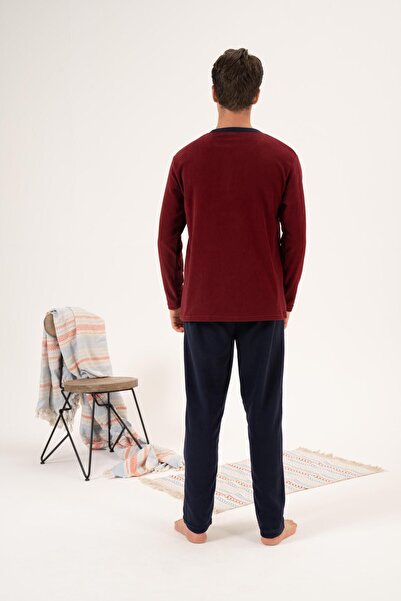 Estiva Men's Fleece Pajama Set - Winter, Buttoned Collar