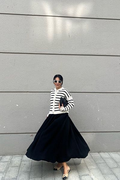 Seda Yalçın Atelier Long Black Pocket Skirt